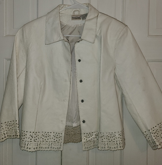 Vintage Newport News Leather Jacket with Cricut Designs - Picture 1 of 2